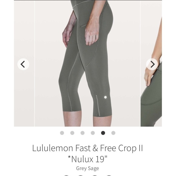 Lululemon Fast & Free Crop ll Grey Sage Nulux 4 flawless - Picture 6 of 11